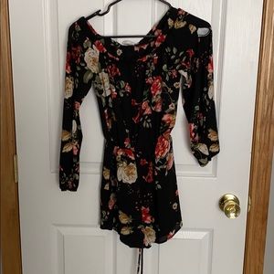Black floral romper